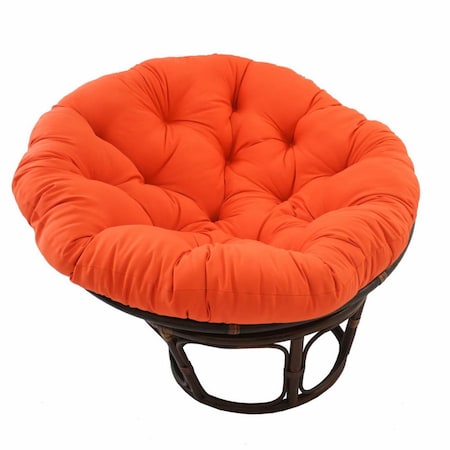 International Caravan 42 in. Rattan Papasan Chair with Solid Twill Cushion, Tangerine Dream 3312-TW-TD